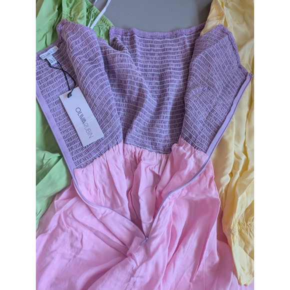 NWD Olivia Rubin Colorblock Smock Long Sleeve Maxi Dress US 8 No Belt #1H457 - Picture 8 of 9